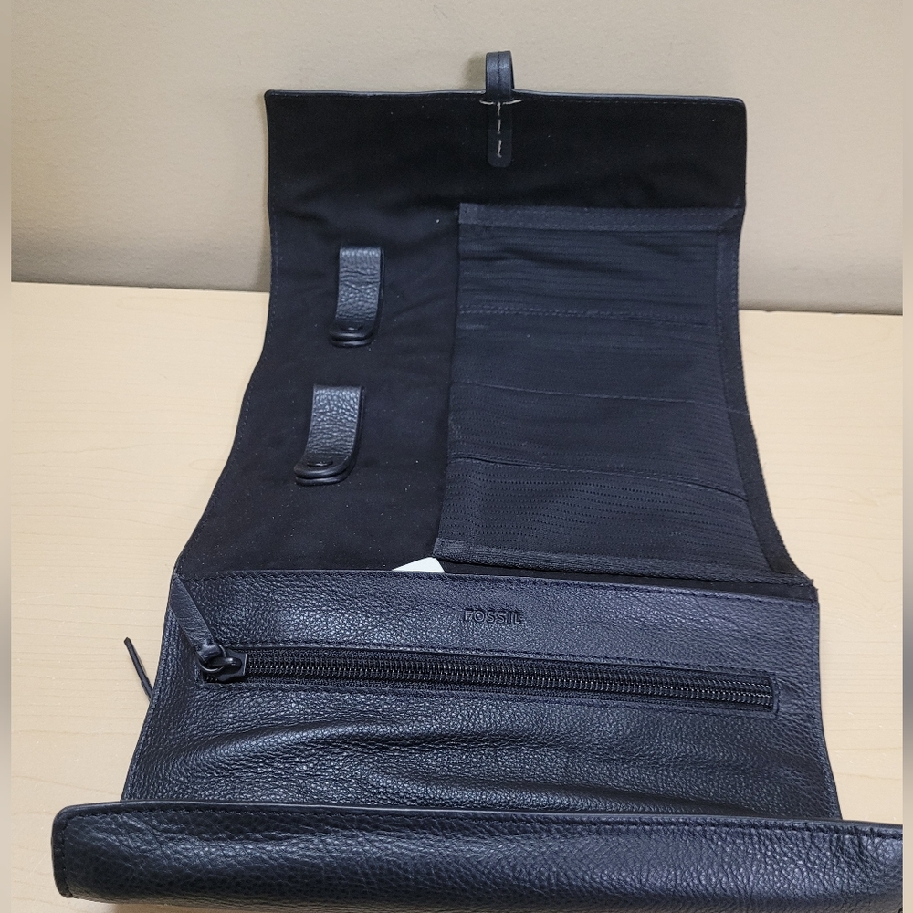 Fossil Men's Gift Tech Black Leather Wrap NWT
